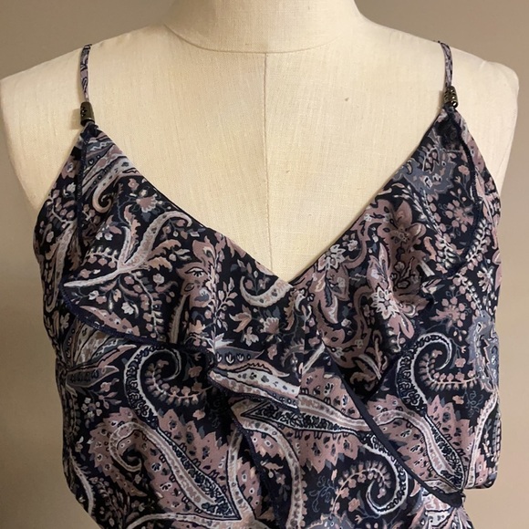 SUNDRESS blouson sundress Ruffled belted high low, casual vintage paisley Small - Picture 4 of 17